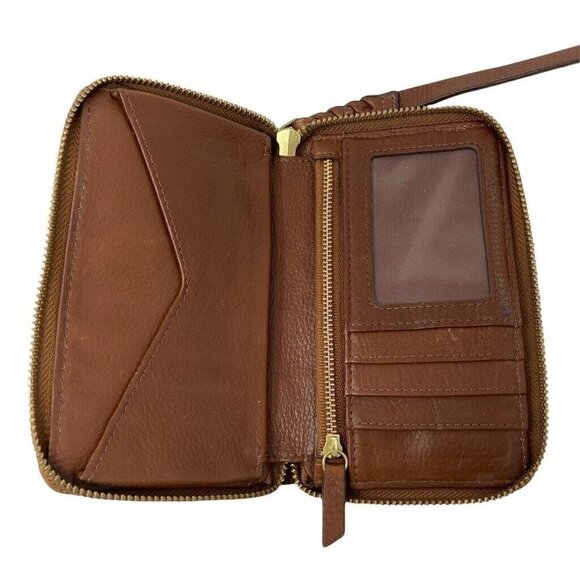 Fossil Womens Caroline Rfid Wristlet Brown Cow Hide Leather Phone Card Wallet - Picture 3 of 6